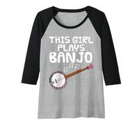 Donna Questa ragazza suona il banjo, musicista folk Maglia con Maniche Raglan