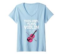 Donna Questa ragazza suona il violino, violinista musicista Maglietta con Collo a V