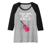 Donna Questa ragazza suona il violoncello, musicista d'archi Maglia con Maniche Raglan