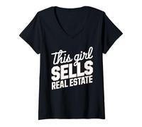Donna Questa Ragazza vende Agente immobiliare affitto Agente immobiliare casa Maglietta con Collo a V