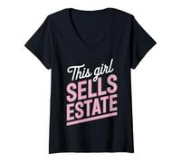 Donna Questa Ragazza vende Agente immobiliare affitto Agente immobiliare Donne Ragazze Maglietta con Collo a V