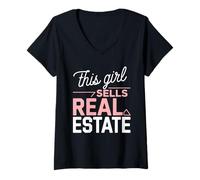 Donna Questa Ragazza vende Agente immobiliare affitto casa Agente immobiliare Maglietta con Collo a V
