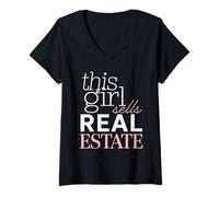 Donna Questa Ragazza vende Agente immobiliare Donna Agente immobiliare Maglietta con Collo a V