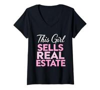 Donna Questa Ragazza vende immobiliare affitto Agente immobiliare Womens Maglietta con Collo a V