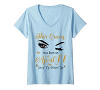 Donna Questa Regina è Nata Il 14 aprile Vivendo la mia Vita Benedetta Maglietta con Collo a V