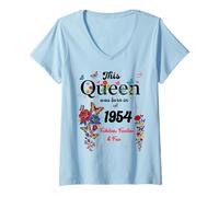 Donna Questa Regina è Nata nel 1954 Compleanno delle Donne delle Ragazze Maglietta con Collo a V