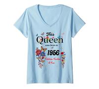 Donna Questa Regina è Nata nel 1956 Compleanno delle Donne delle Ragazze Maglietta con Collo a V