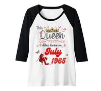 Donna Questa regina è nata nel luglio 1965 Luglio compleanno Donne Maglia con Maniche Raglan