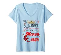 Donna Questa Regina è Nata nel Marzo 1954 Marzo Compleanno Donne Maglietta con Collo a V