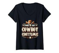 Donna Questo è Il Mio Costume da Cowboy, Cappello Stile Rodeo Country Western Maglietta con Collo a V
