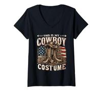 Donna Questo è Il Mio Costume da Cowboy da Cowgirl Western Country Rodeo Maglietta con Collo a V