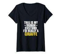 Donna Questo è Il Mio Costume Umano I'm Really a Giraffe Maglietta con Collo a V
