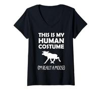 Donna Questo è il mio costume umano Sono davvero un alce Halloween Maglietta con Collo a V