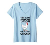 Donna Questo è Il Mio Costume Umano Sono Davvero Un Pollo Maglietta con Collo a V
