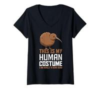 Donna Questo è Il Mio Costume Umano Sono Davvero Un Uccello Kiwi Nuova Zelanda Maglietta con Collo a V