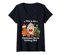 Donna Questo è Il Mio Film di Natale Watching Shirt Family Matching Maglietta con Collo a V