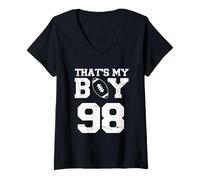 Donna Questo è Il Numero di Calcio del Mio Ragazzo #98 Maglietta con Collo a V