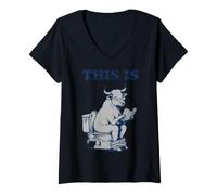 Donna Questo è Un Toro, Divertente Lettura sulla Toilette, Grafica Umoristica Maglietta con Collo a V