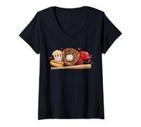 Donna Questo Gioco di Baseball della Stagione - Eat Sleep Baseball Repeat Maglietta con Collo a V