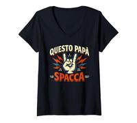 Donna Questo papà Spacca Divertente Rocker Maglietta con Collo a V