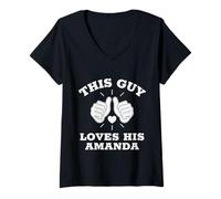 Donna Questo Ragazzo AMA la Sua Amanda Maglietta con Collo a V