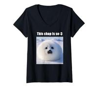 Donna Questo Ragazzo è così:3 Silly Seal Meme Maglietta con Collo a V
