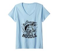 Donna Questo richiede un po 'di pesca al gatto noodling noodler strategico Maglietta con Collo a V
