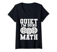 Donna Quiet I'm Doing Math Powerlifting Geek Maglietta con Collo a V