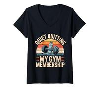 Donna Quiet Quitting My Gym Membership Meme Divertente in Palestra Maglietta con Collo a V