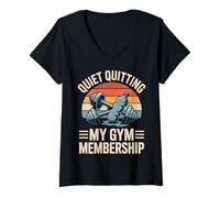 Donna Quiet Quitting My Gym Membership Meme Divertente in Palestra Maglietta con Collo a V