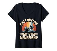 Donna Quiet Quitting My Gym Membership Meme Divertente in Palestra Maglietta con Collo a V