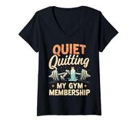 Donna Quiet Quitting My Gym Membership Meme Divertente in Palestra Maglietta con Collo a V