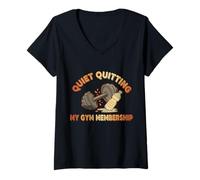 Donna Quiet Quitting My Gym Membership Meme Divertente in Palestra Maglietta con Collo a V