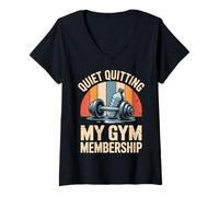 Donna Quiet Quitting My Gym Membership Meme Divertente in Palestra Maglietta con Collo a V