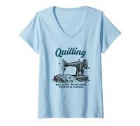 Donna Quilting perché punzonare Persone è Modelli sbagliati Quilter Maglietta con Collo a V