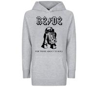 Donna R2D2 Star Wars Lungo Linea Stile Rock Felpa Film Sith Jedi AC/Dc Stile