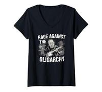 Donna Rabbia contro l'oligarchia Bernie Sanders combatte protesta resistere Maglietta con Collo a V