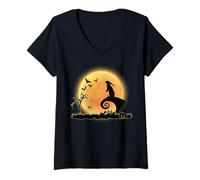 Donna Rabbit Animal And Moon Scary Funny Halloween Costume Maglietta con Collo a V
