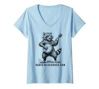 Donna Rabid Bluegrass Fan Raccoon Banjo Player Retro Maglietta con Collo a V