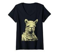 Donna Raccapricciante Carino Llama Halloween Costume Spooky Mummia Animale Maglietta con Collo a V
