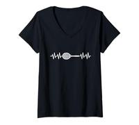 Donna Racchetta da tennis Heartbeat Tennis Sport Vintage Tennis Coach Maglietta con Collo a V