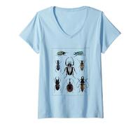 Donna Raccolta di insetti Specie Bugs vintage Grafico Entomologia Maglietta con Collo a V