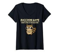 Donna Raccoon Game Don't Look At The Raccoon Funny Raccoon Maglietta con Collo a V