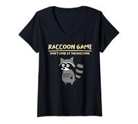 Donna Raccoon Game Don't Look At The Raccoon Funny Raccoon Maglietta con Collo a V