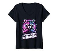Donna Raccoon Gaming Don't Bother Me I'm Gaming Maglietta con Collo a V
