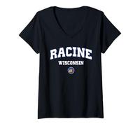 Donna Racine Wisconsin (Wisconsin) Maglietta con Collo a V