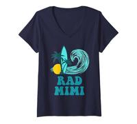 Donna Rad Mimi The Big One, primo compleanno, Surf Family Matching Maglietta con Collo a V