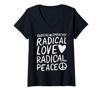 Donna Radical Empathy Radical Love Radical Peace Maglietta con Collo a V
