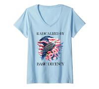 Donna Radicalized By Basic Decency Flag PRO Democracy Anti Fascism Maglietta con Collo a V