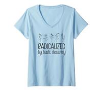 Donna Radicalized By Basic Decency No Kings in America Democracy Maglietta con Collo a V